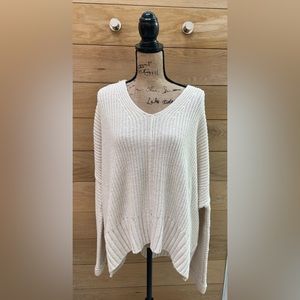 Free People Oversized Crew Neck Sweater in Cream.  Size S.